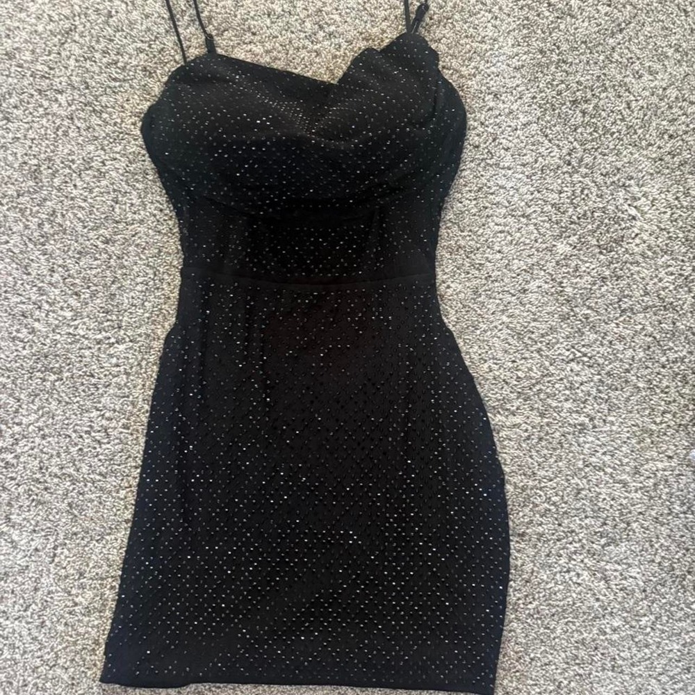 Windsor black mini dress with silver glitter size large sparkly homecoming
